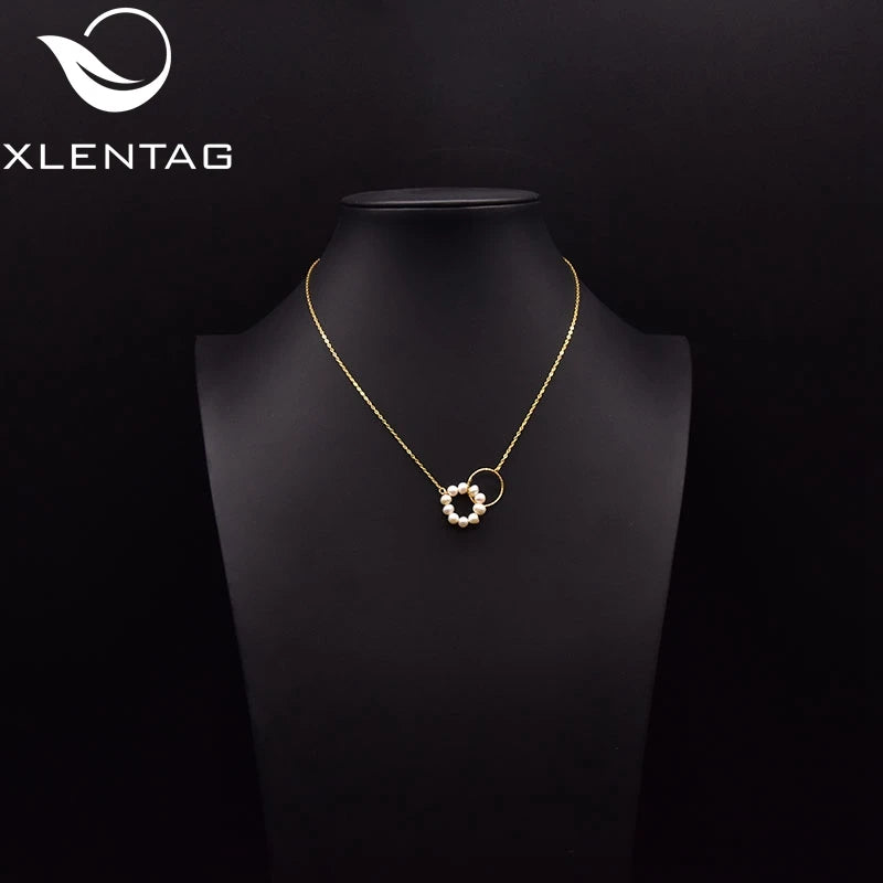 Natural Freshwater Pearl Necklace 925 Sterling Silver Woman Engagement Chain Necklace Fashion Jewelry Accessories