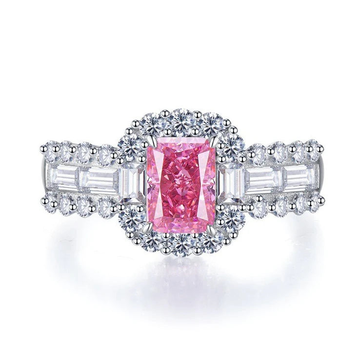 Wholesale Waterproof 5A 8A Pink Cubic Zirconia Rings 925 Sterling Silver OEM ODM Custom Factory Direct Ring Jewelry Manufacturer