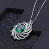 ArtistA A5520 Abiding Unique Halo Design 925 Silver Light Luxury Big Green Nano Emerald Sunflower Cocktail Ring Pendant Earrings Set