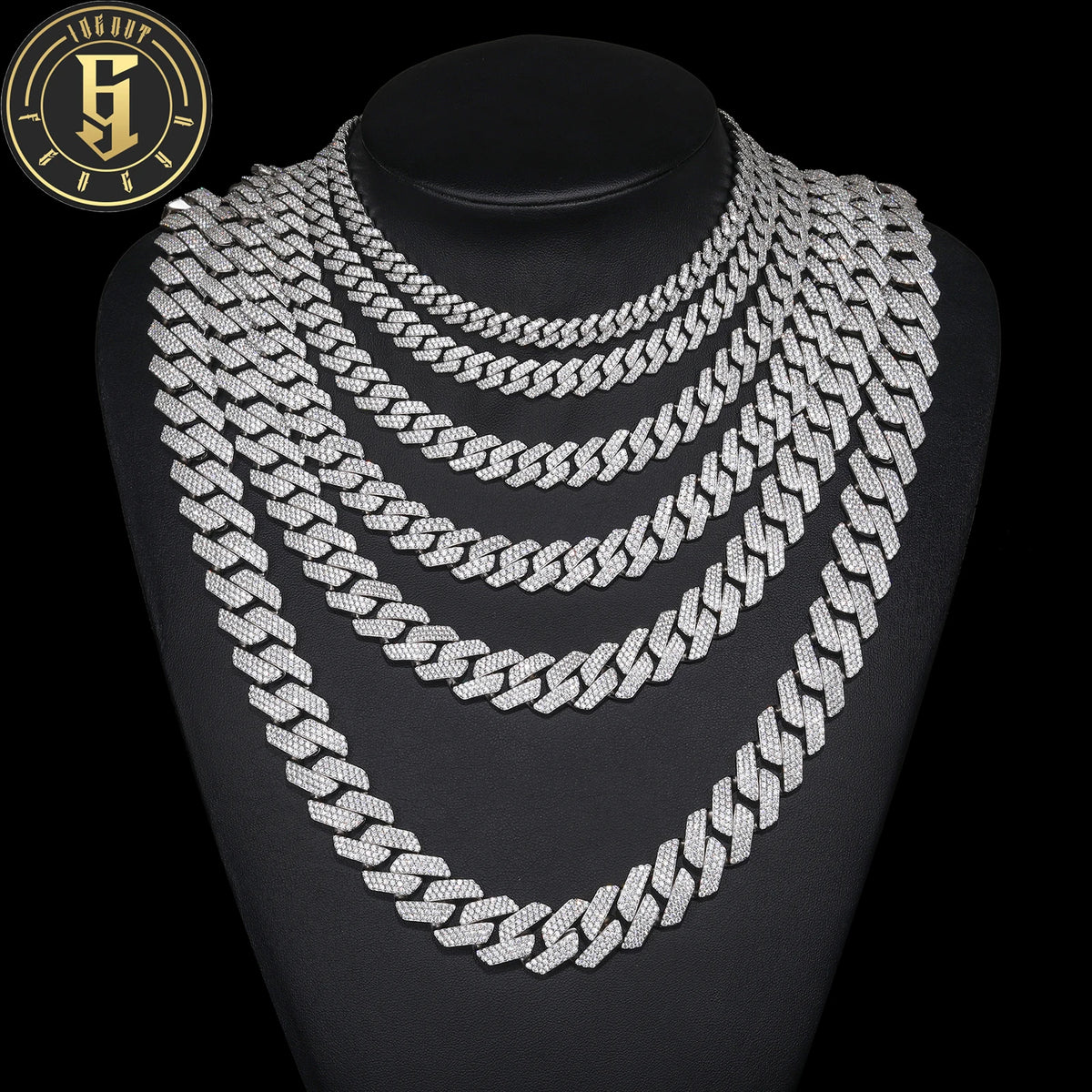 Wholesale Hip Hop Jewelry Fashion 8mm-22mm Gold Plated Brass Prong CZ Diamond Iced Out Cuban Link Chain Necklace for Men Women