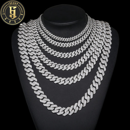 Wholesale Hip Hop Jewelry Fashion 8mm-22mm Gold Plated Brass Prong CZ Diamond Iced Out Cuban Link Chain Necklace for Men Women