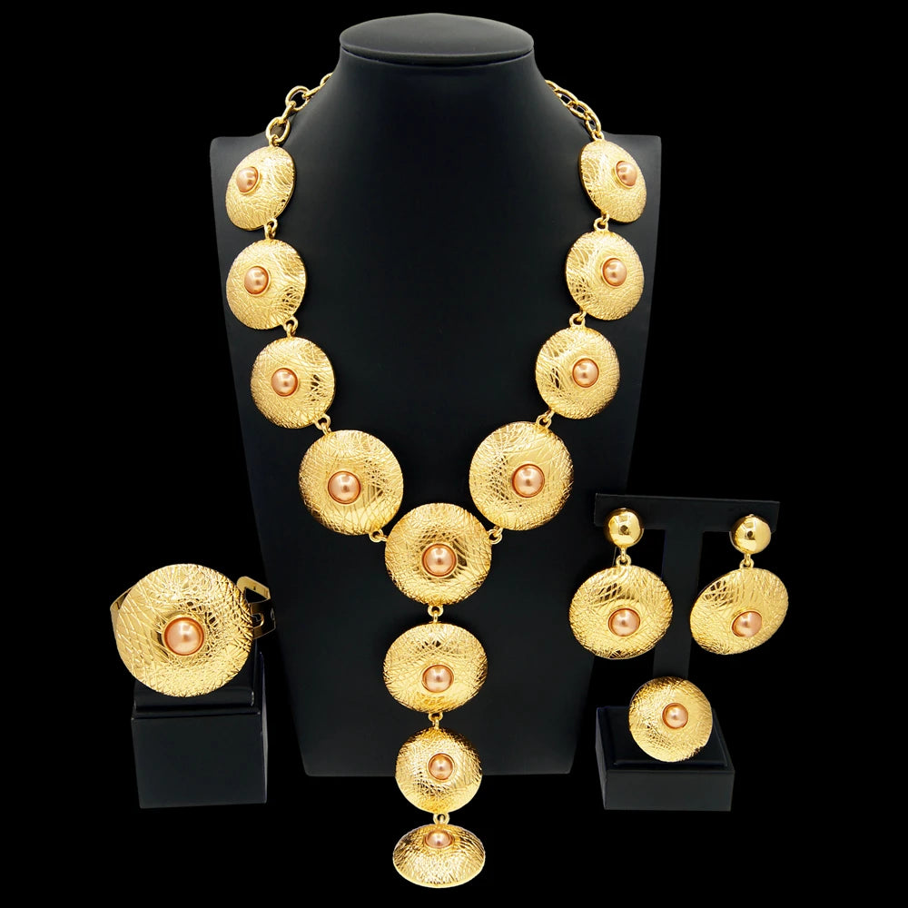 Zhuerrui Italian Gold Plated Jewelry Sets High Quality Brazilian Gold Jewelry Set Necklace Bracelet Chain Jewelry Set H00507