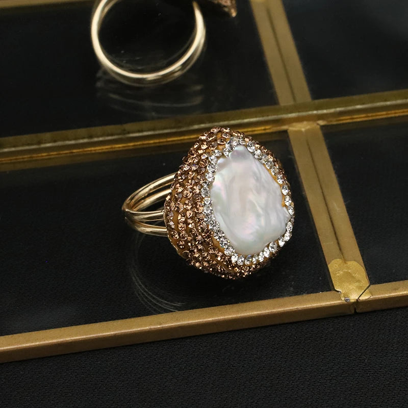 European American 2022 Cross-border New Fashion Ring Creative Personality Luxury Ring Simple Versatile Pearl Rings