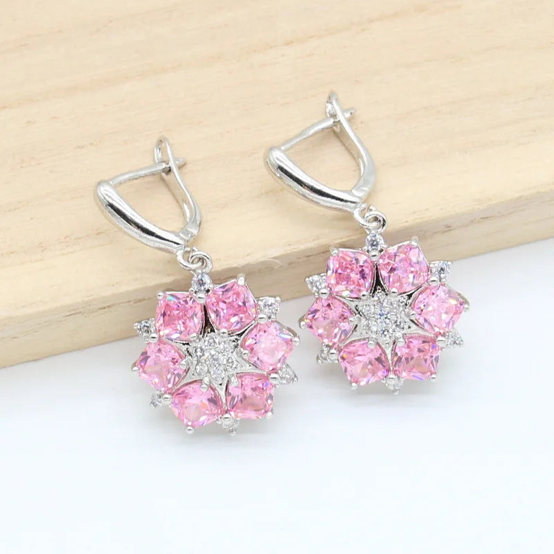 XOTICA AAA Custom Jewelry Sets for Women Silver Wedding Earrings Pendant Necklace Bracelet Ring for Party or Birthday Gift 4pcs