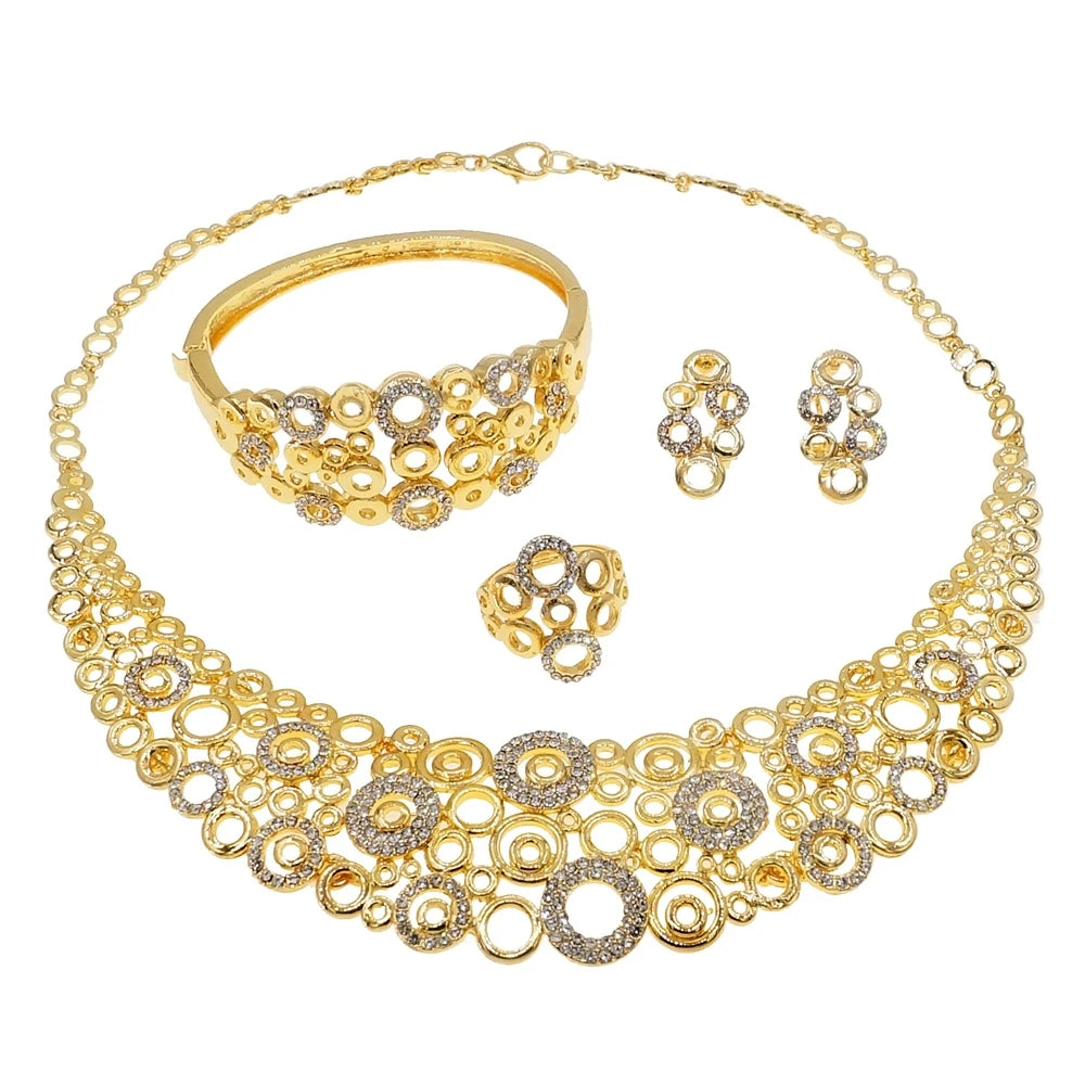 Zhuerrui Hot Sale Butterfly Xoxo Necklace Set Rhinestones Exquisite 4Piece Set Gold Filled Women Bridal Jewelry Set HN21030614