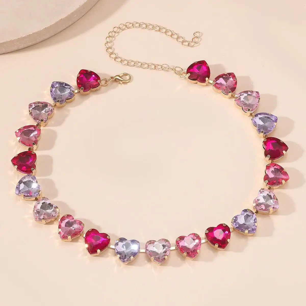 S&S Brass Multi-Colour Crystal Collar Necklace | Evening Statement Jewellery