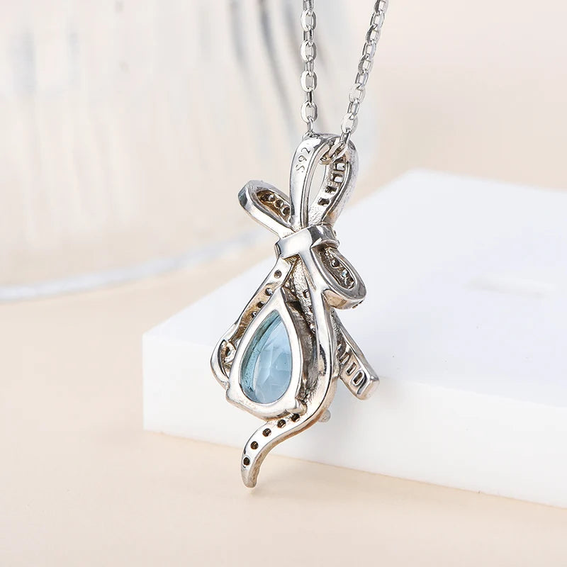 Gioiellieri Natural Topaz Sterling Silver Rhodium Plated Handmade Teardrop Claw Setting Pendant CMA Certified Everyday Wear December