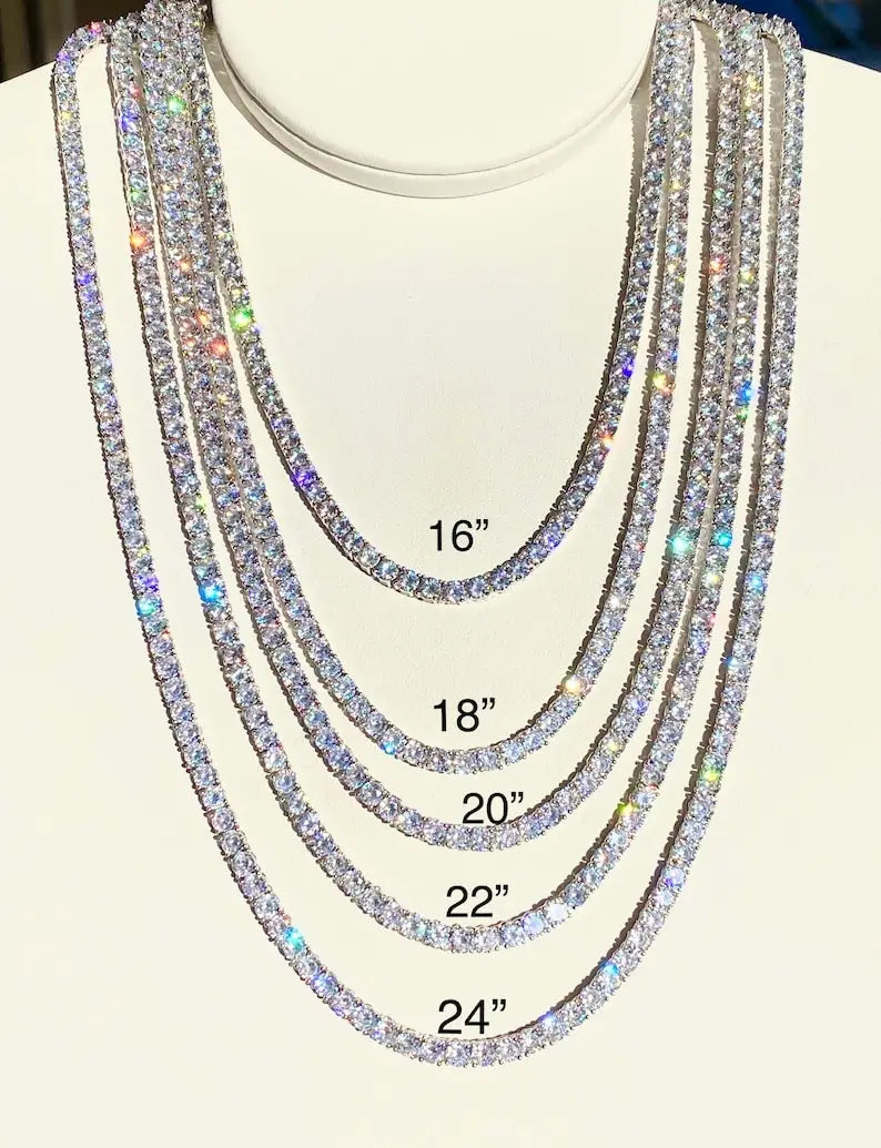 REBEL 3mm 4mm 5mm Moissanite Tennis Chain Iced Out Necklace Silver VVS Diamond Men Women Fine Jewelry Bracelet