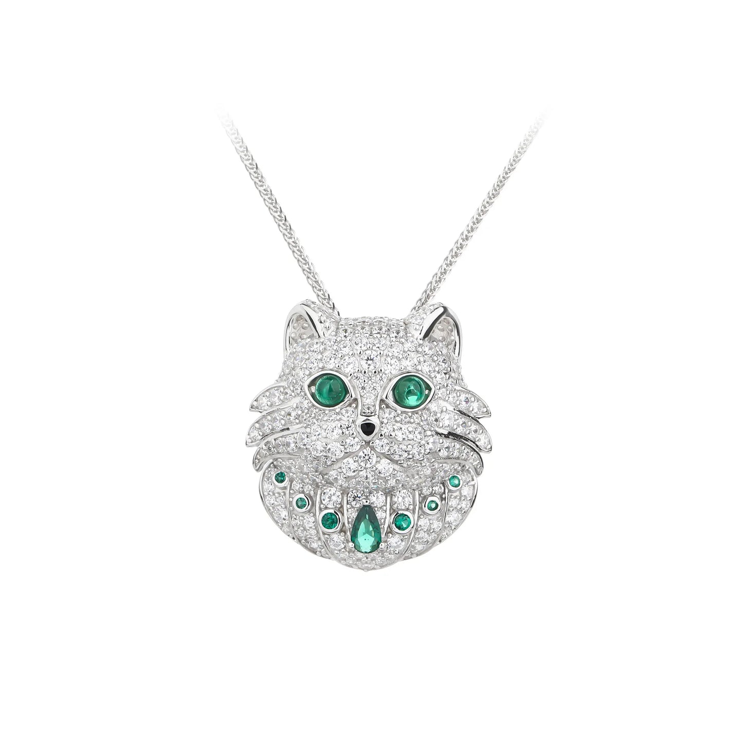 MUSHAN Jewelry Factory Persian Cat S925 Sterling Silver Necklace Exudes Sense of High End Electroplated White Gold