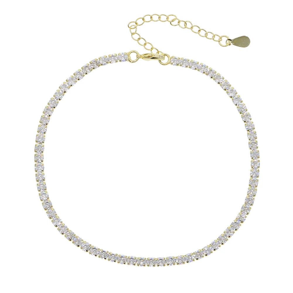 3mm Micro Pave CZ Iced Out Bling Tennis Chain Anklet Trendy Summer Girl Women Leg Chains with Zircon for Gift