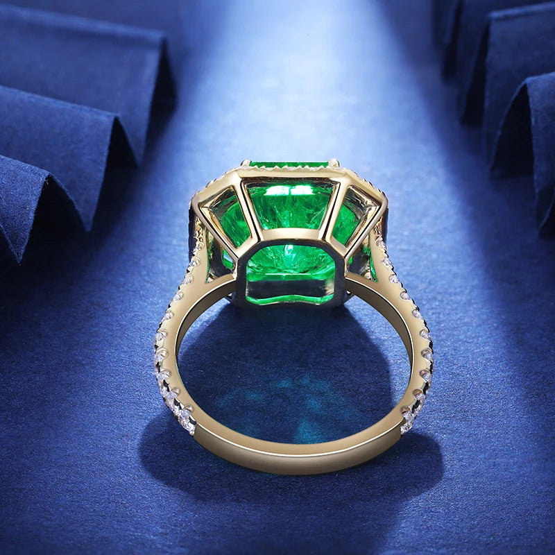 Gemfiori 8ct Hydro Colombian Emearld Ring in 18k yellow gold with lab diamond from custom Gemfiori Shenzhen Wuzhou manufacturer