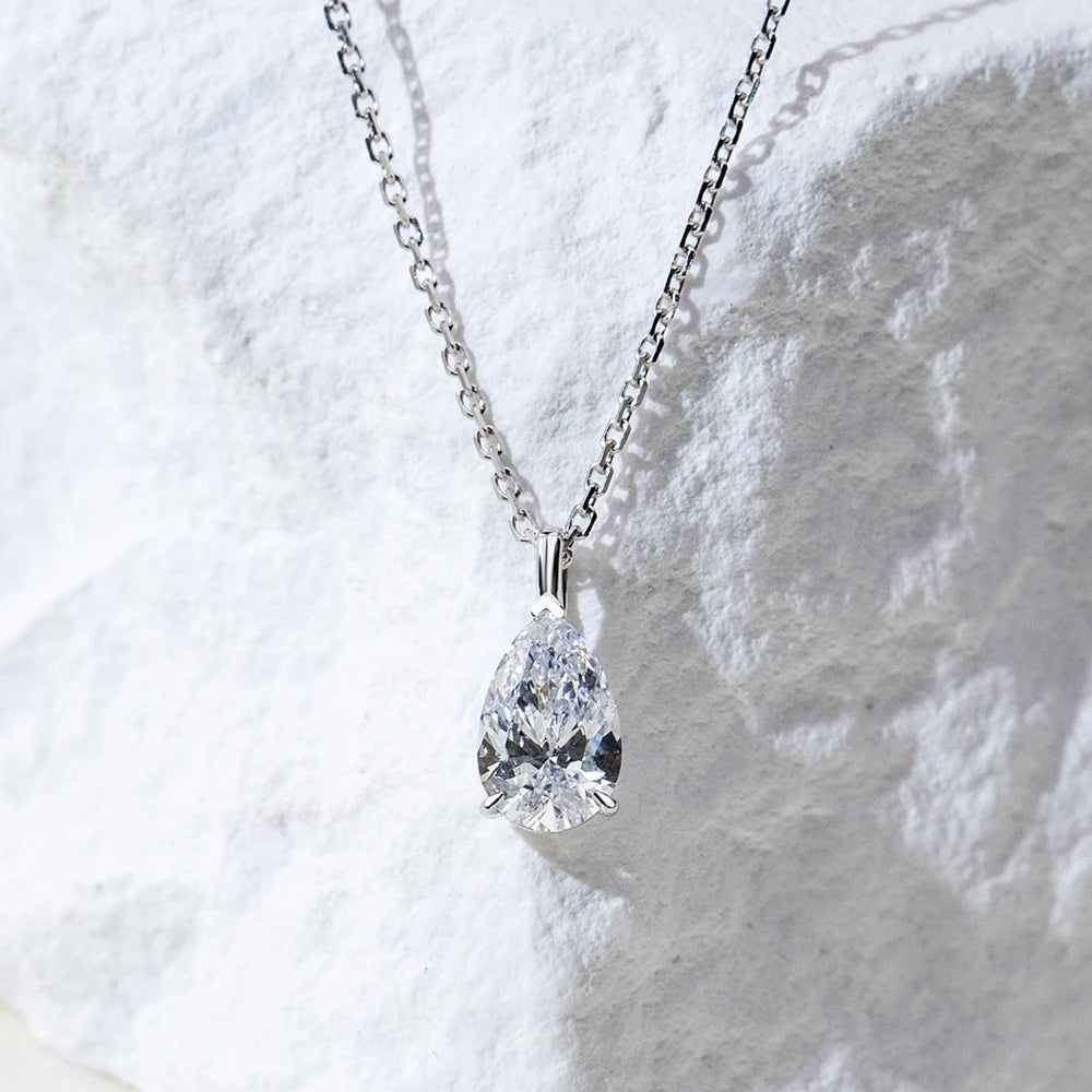 Gemfiori MSN-952 9k with 1ct Pear Cut Diamond Pendant Necklace for Woman Custom Jewelry Valentine's Gift for Girlfriend Good Price