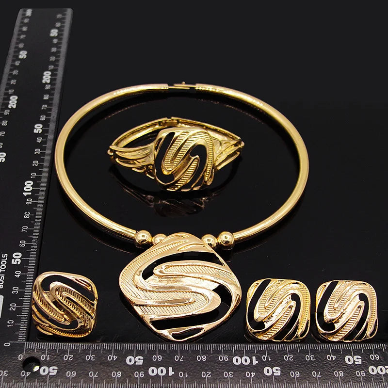 Zhuerrui24K Gold-Plated Luxury Jewelry Set Diamond Butterfly Fashion Beautiful Smart Elegant Fortune Lady Birthday Gift