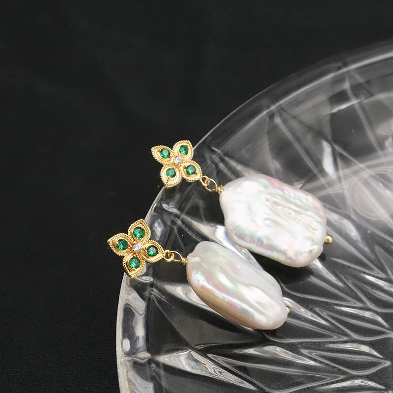 New Jewelry Natural Freshwater Baroque Pearl  Earrings 18K Gold Plated Jewelry Korean Designer Jewelry Earrings Wholesale Bulk