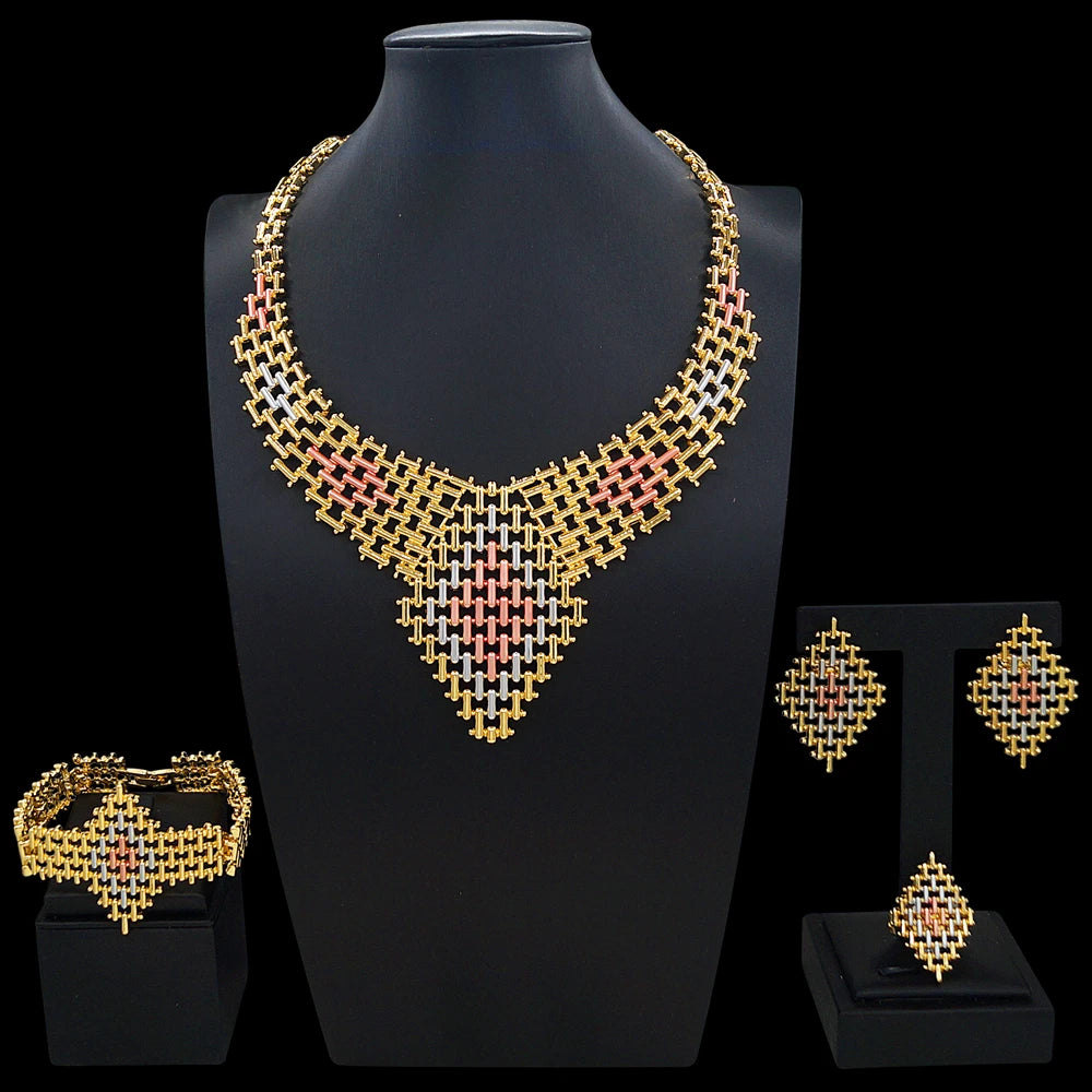 Zhuerrui Italiano Gold Designs Women Jewellery Set Party Fine Costume Jewelry Set Luxury Big Necklace Jewellery Sets I008620