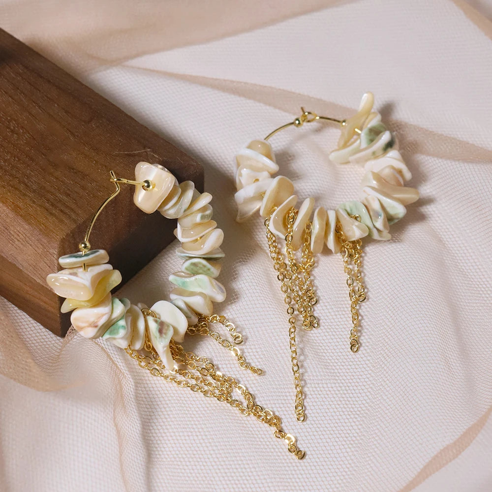 Natural Shell Stream Su Earrings Korean Style Women Luxury Jewelry Fashion Ladies and Girls Gift GE1579
