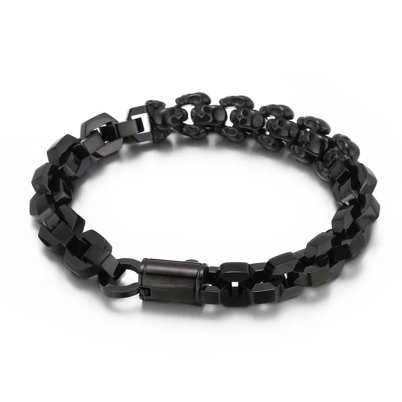 KALEN Silver/Gold/Black Fine Jewelry Fashion Bracelets Men Stainless Steel Punk Skull Links Bracelet Homme