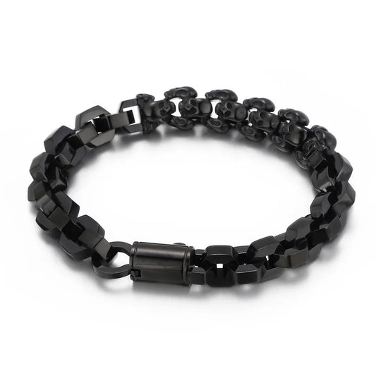 KALEN Silver/Gold/Black Fine Jewelry Fashion Bracelets Men Stainless Steel Punk Skull Links Bracelet Homme