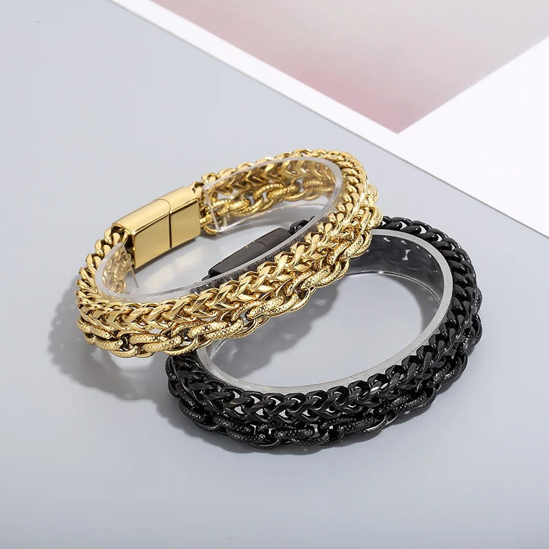 KALEN Hip Hop Panzerkette Edelstahl Herren Armband With Magnetverschluss Aus Edelstahl