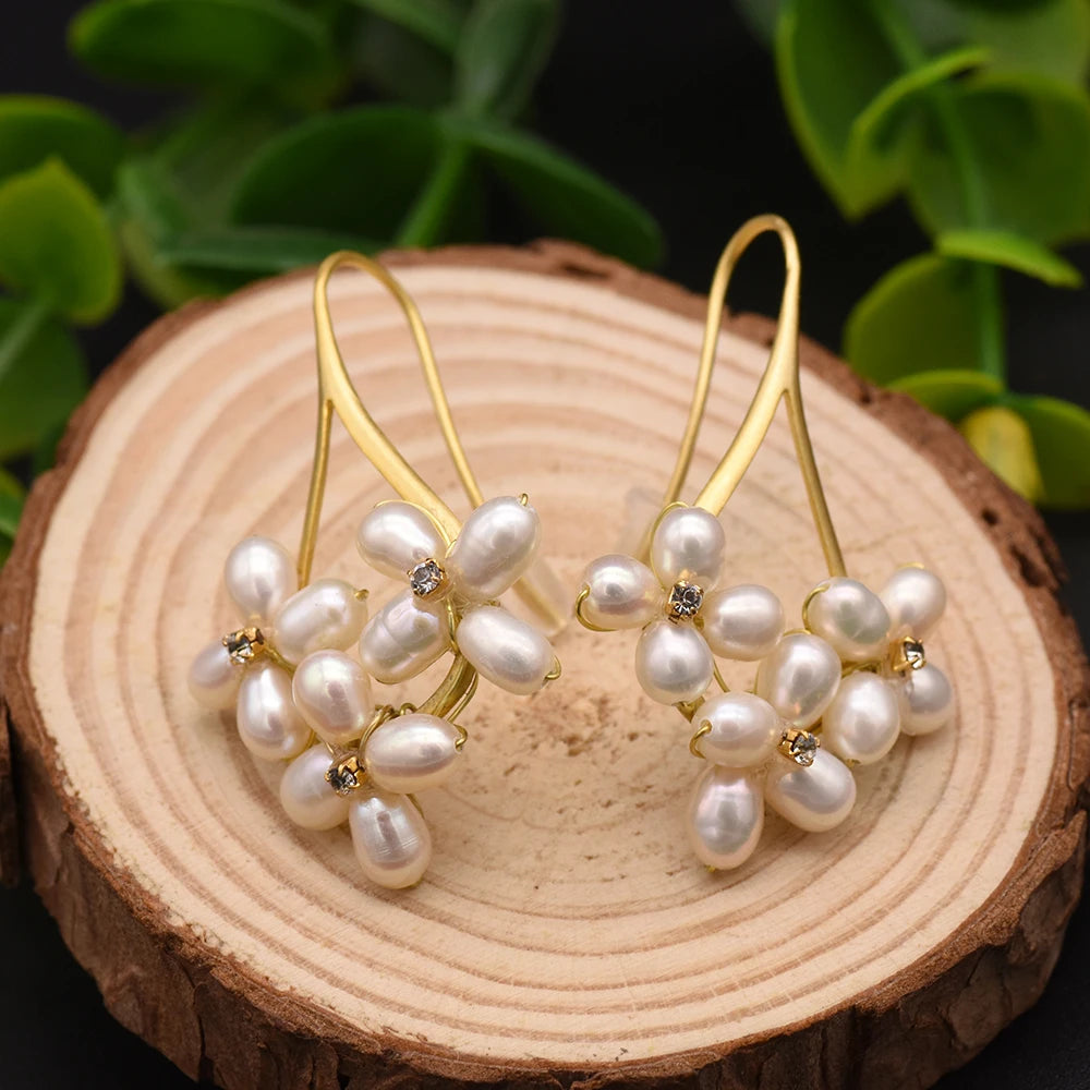 Nautral Fresh Water Purple Pearl Flower Earrings for Women Engagement Fine Jewelry Pendientes   Earrings Bulk
