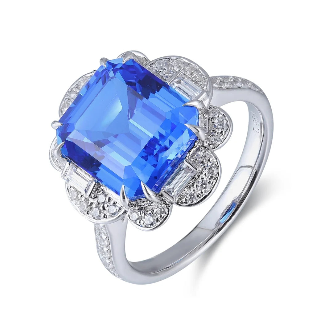 Gemfiori Miss Jewelry New Design 925 Sterling Silver Lab Grown Cobaltite Spinel Engagement Ring for Women