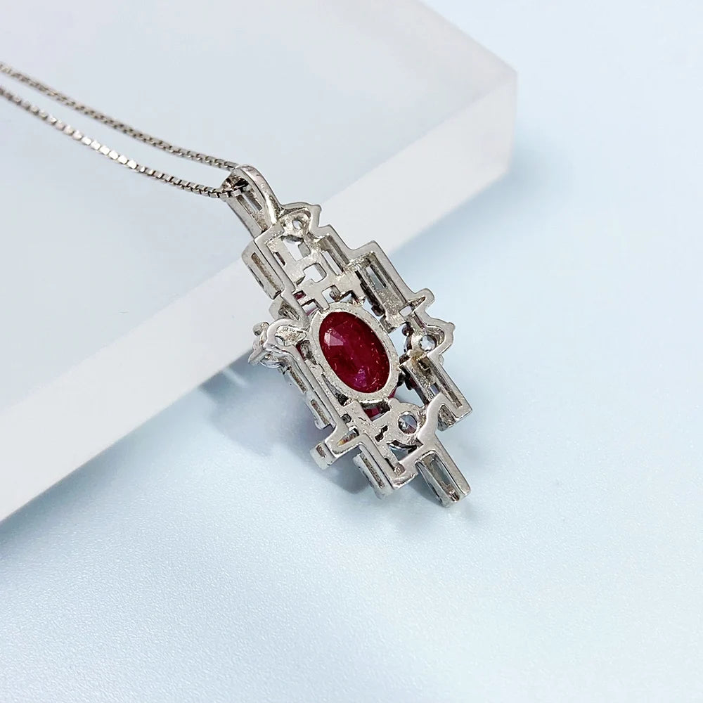 Gioiellieri Ruby Pendant for Necklace with Natural Red Gemstone 925 Sterling Silver July Birthstone Fine Jewelry Luxury Engagement Wedding