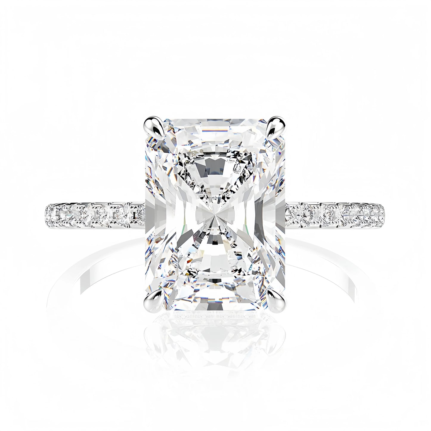 SILVERELLI 4ct High Carbon Diamond Bridal Ring | 925 Sterling Silver | Engagement & Wedding