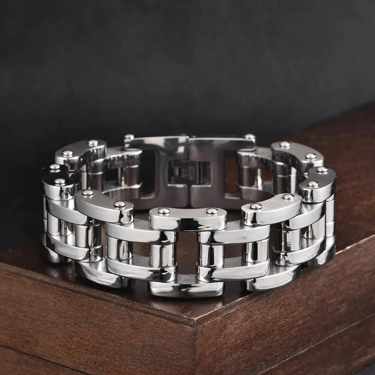 REBEL Hip Hop 22mm Chunky Wide Mens Bicycle Stainless Steel Anti Tarnish Bangles