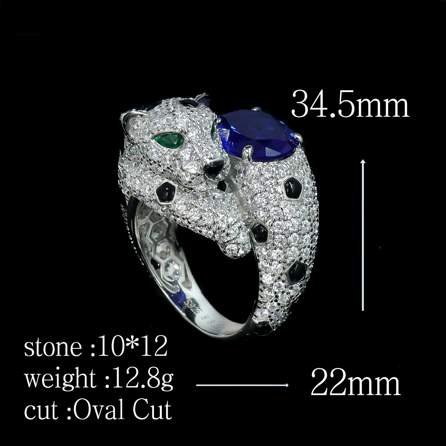 MUSHAN Women Luxury Designer Leopard Cluster Ring 925 Sterling Silver CMA Certified High Carbon Diamond Wedding Party Rings