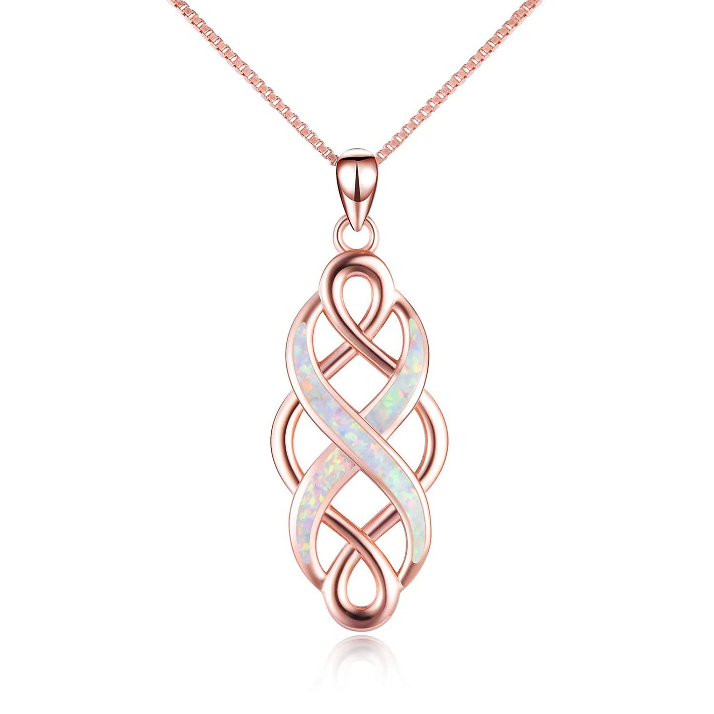 Opal Simple Necklace for Women Fashionable Style Blue Three Treasures Pendant Opal Necklace