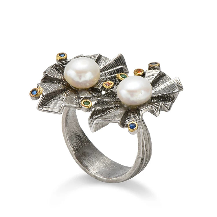 New High Quality Fashionable Handmade 925 Silver Freshwater Pearl Rings
