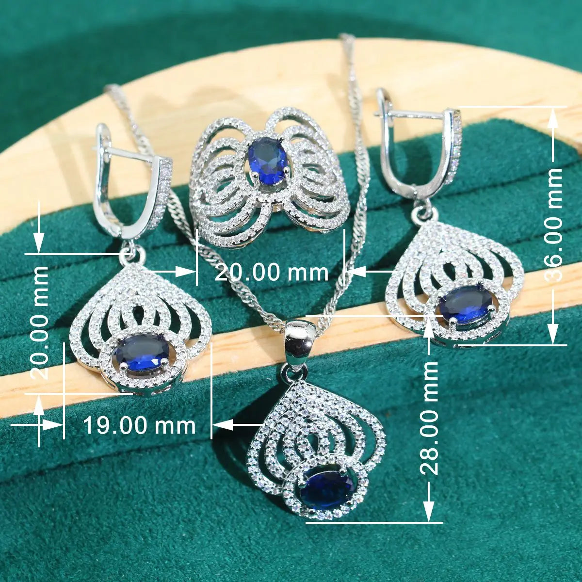 XOTICA New Arrivals Blue Zircon 925 Silver Sets for Women 18K Gold Wedding Bracelet Earrings Pendant Ring Perfect Birthday Gifts