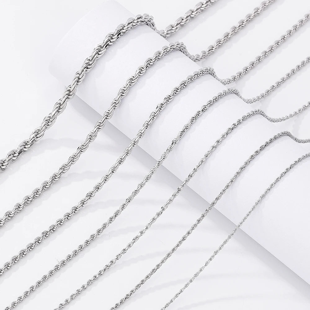 S&S 925 Sterling Silver Diamond Cut Rope Chain Necklace — S&S Collection