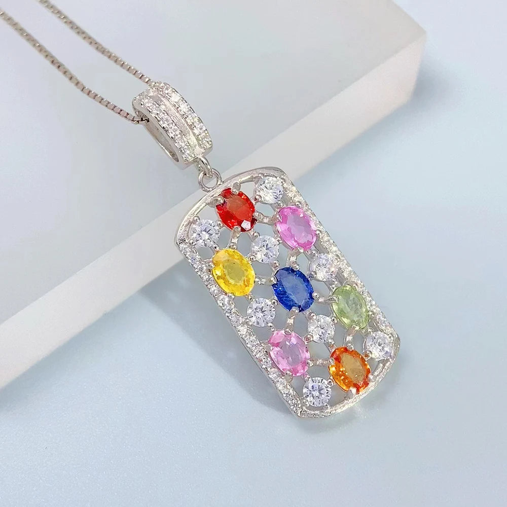 Gioiellieri Natural Teal Sapphire Pendant S925 Silver Oval Cut September Birthstone Necklace Earth Mined Certified Rare Gemstone Jewelry