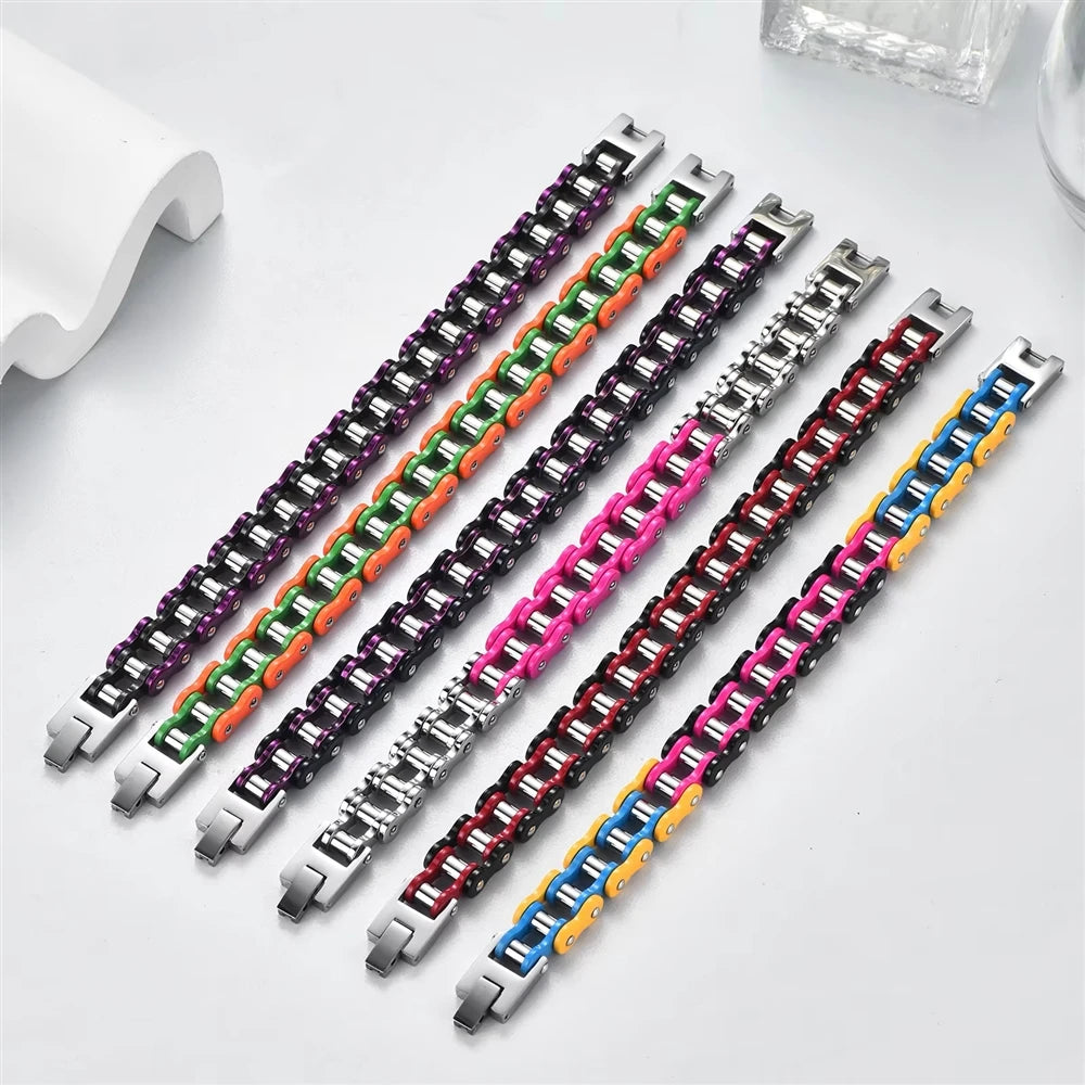 REBEL 316l Stainless Steel Pvd Waterproof Anti Non Tarnish for Men Punk Fashion Jewelry Bike Motorcycle Gift Chain Bracelet