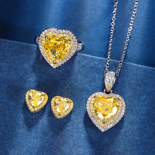 Gemfiori New Hot Selling Versatile Exquisite Pendant Earrings Ring Set Simple Temperament Light Luxury High-end Jewelry