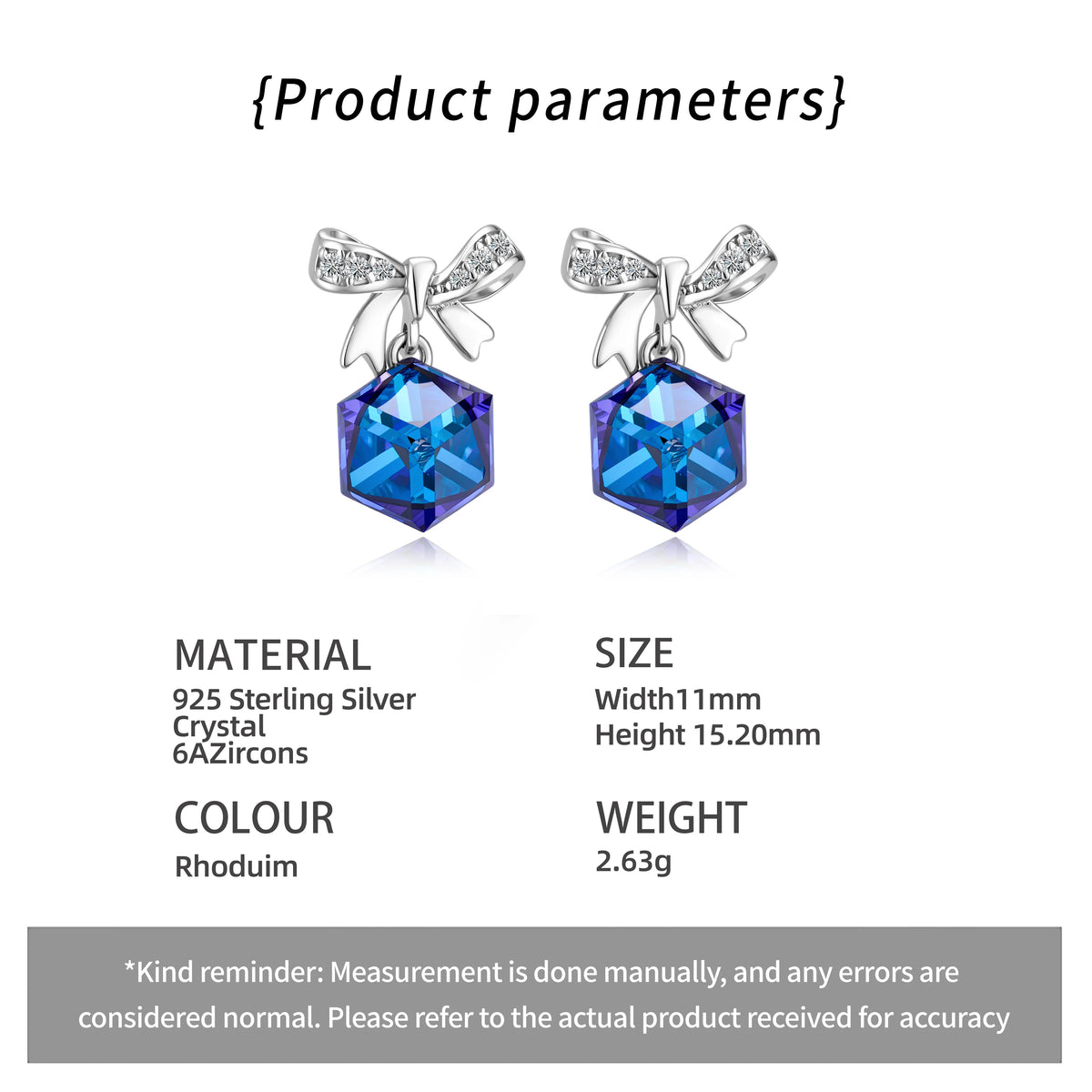 ArtistA 925 Sterling Silver Crystal Jewelry Set Women's Trendy Wedding Engagement Gift Daily Wear Rhodium Plated Necklace & Earrings