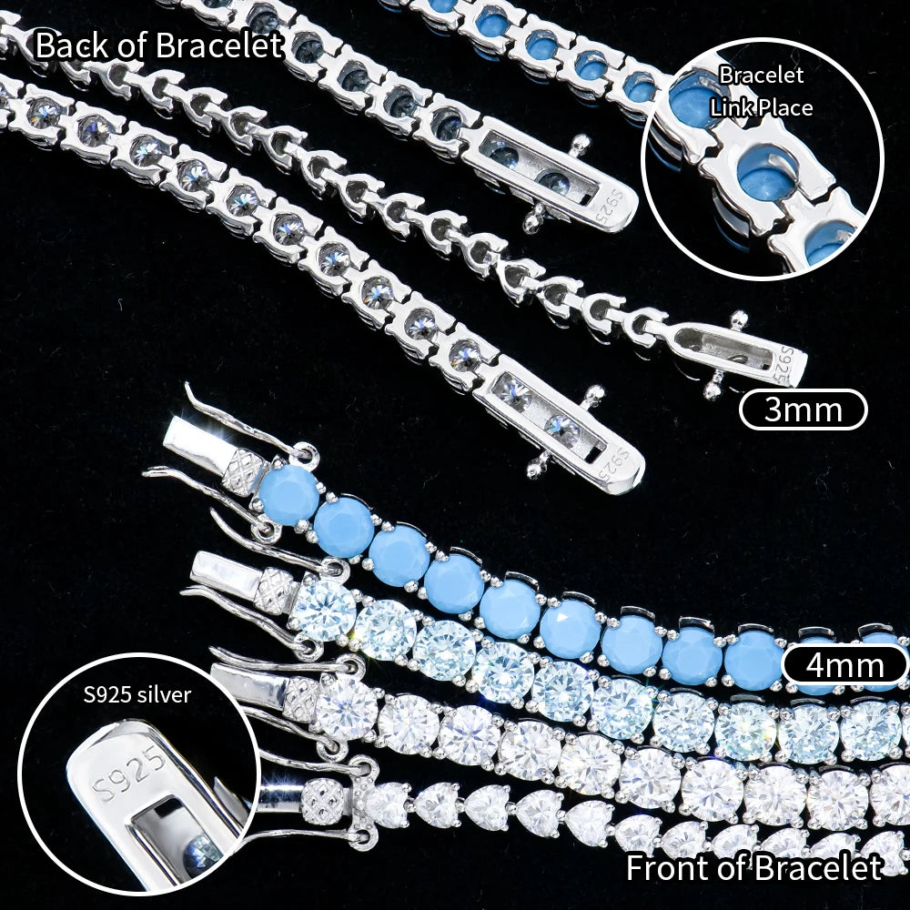 Wholesale Custom Women's Designer Gemstone Luxury 925  Silver Lab Grown Diamond Moissanite Cubic Zirconia Tennis Bracelet