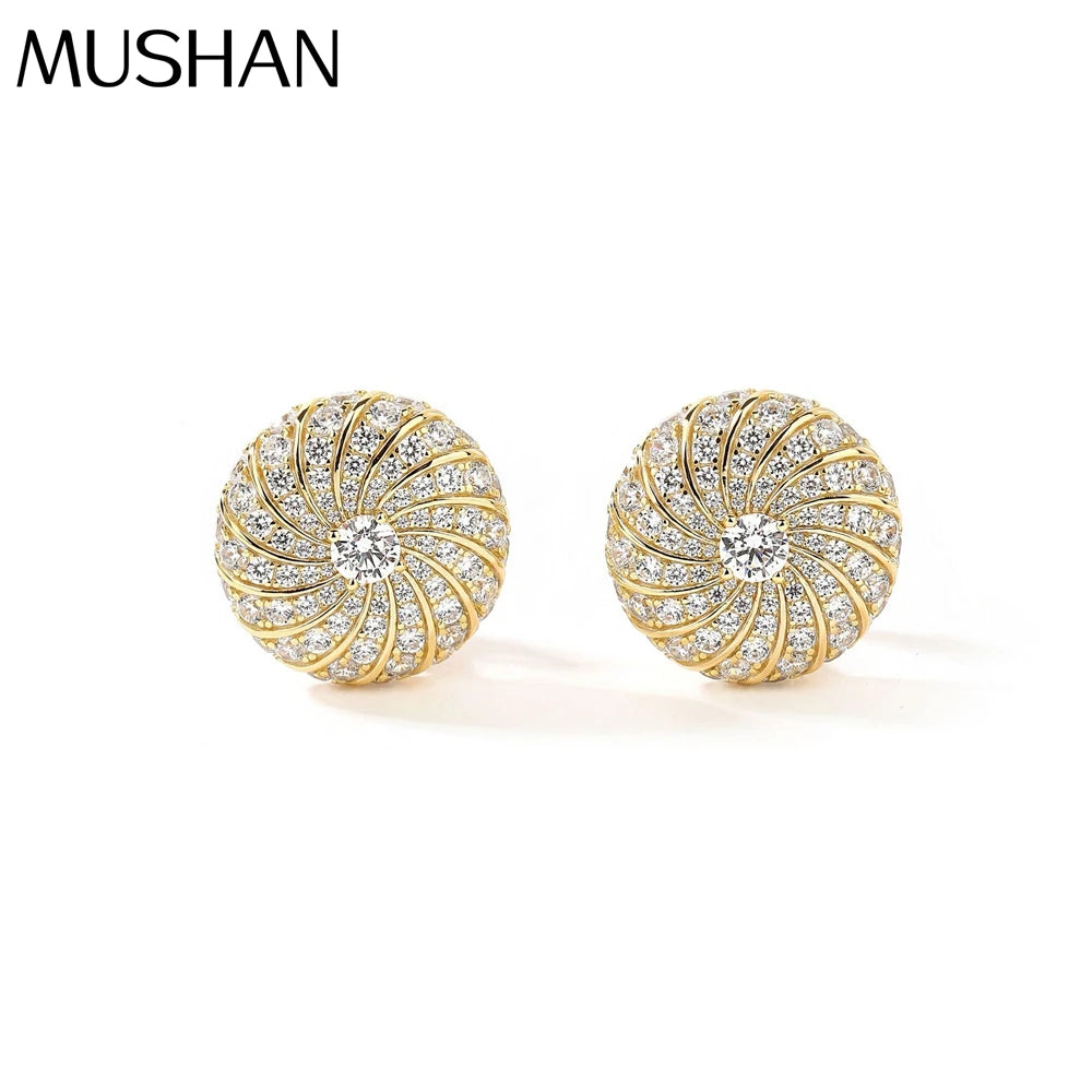 MUSHAN Jewelry Factory 925 Sterling Silver Stud Earrings Light Luxury High Carbon Diamond With Gold Plating