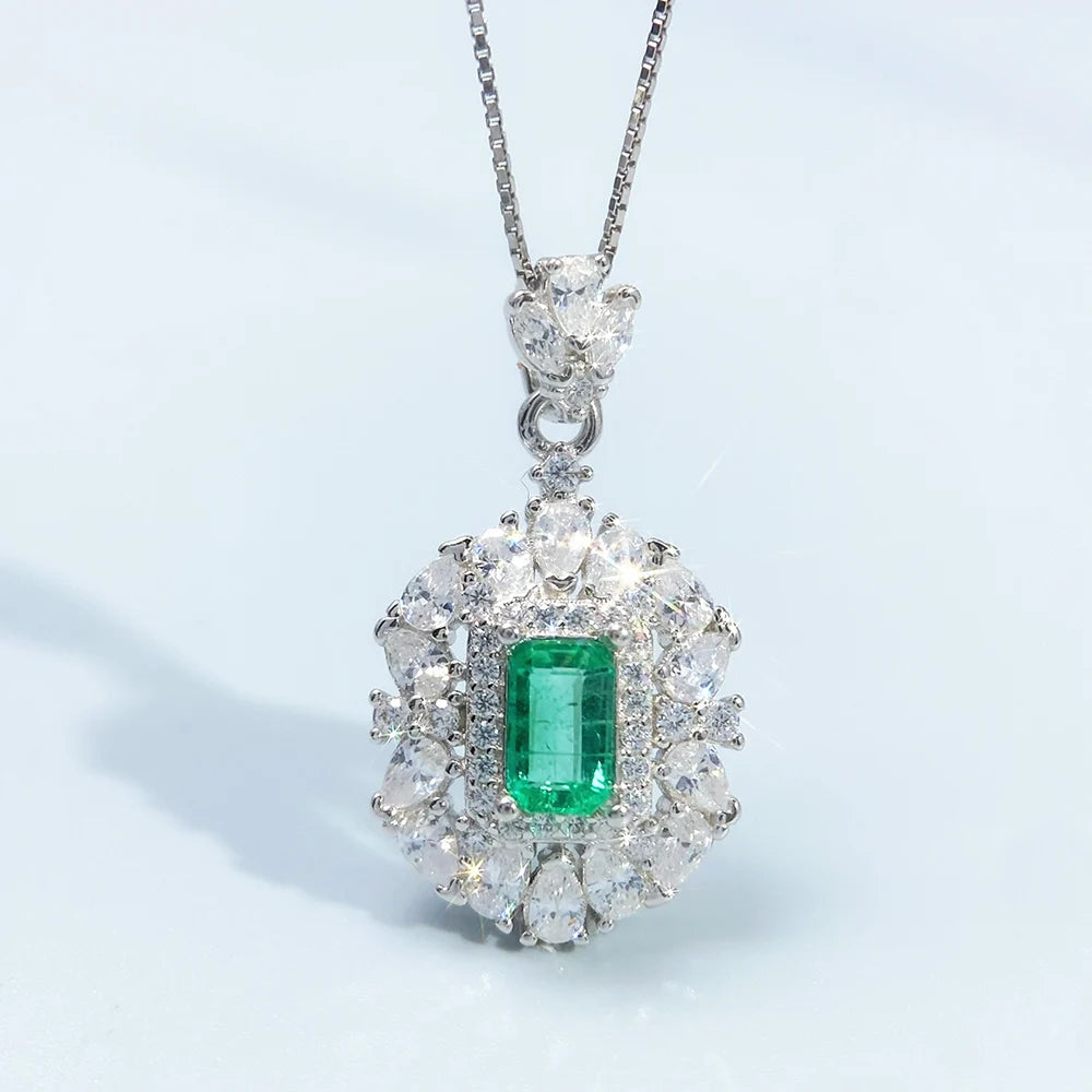Gioiellieri Natural Green Emerald Pendant for Women with 925 Sterling Silver May Birthstone Fine Jewelry Wedding Engagement Anniversary Gift