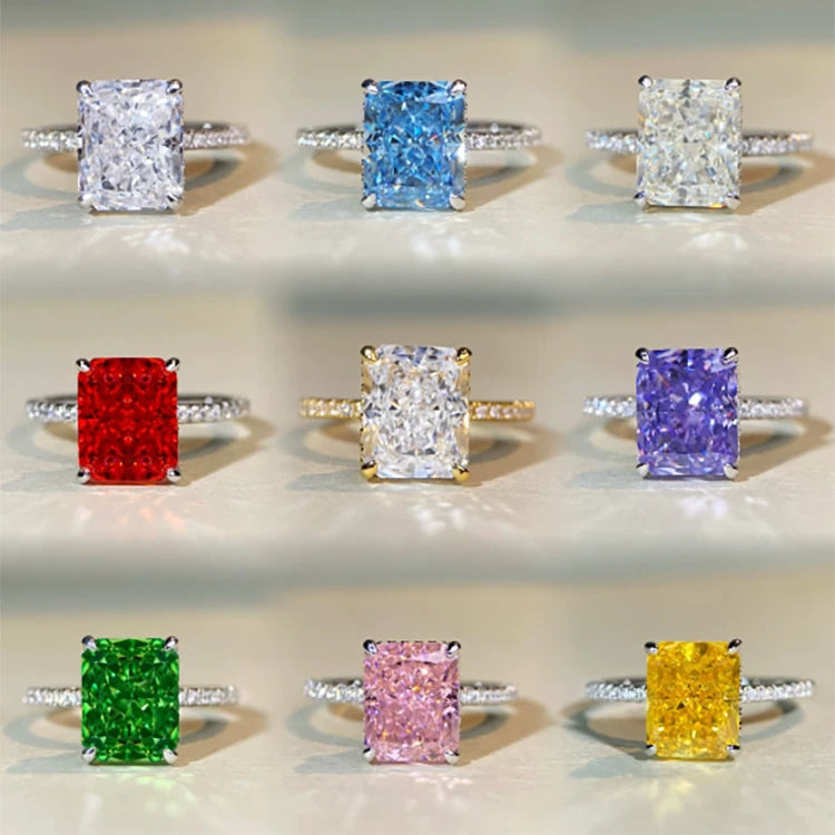 S&S 925 Silver Crushed Ice Cut CZ Ring | 5A+ Zirconia | Engagement & Wedding | Rhodium-Plated