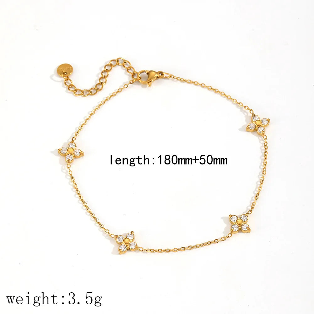 S&S 18K Gold Plated Stainless Steel Zircon Necklace, Bracelet & Anklet | 14 Styles