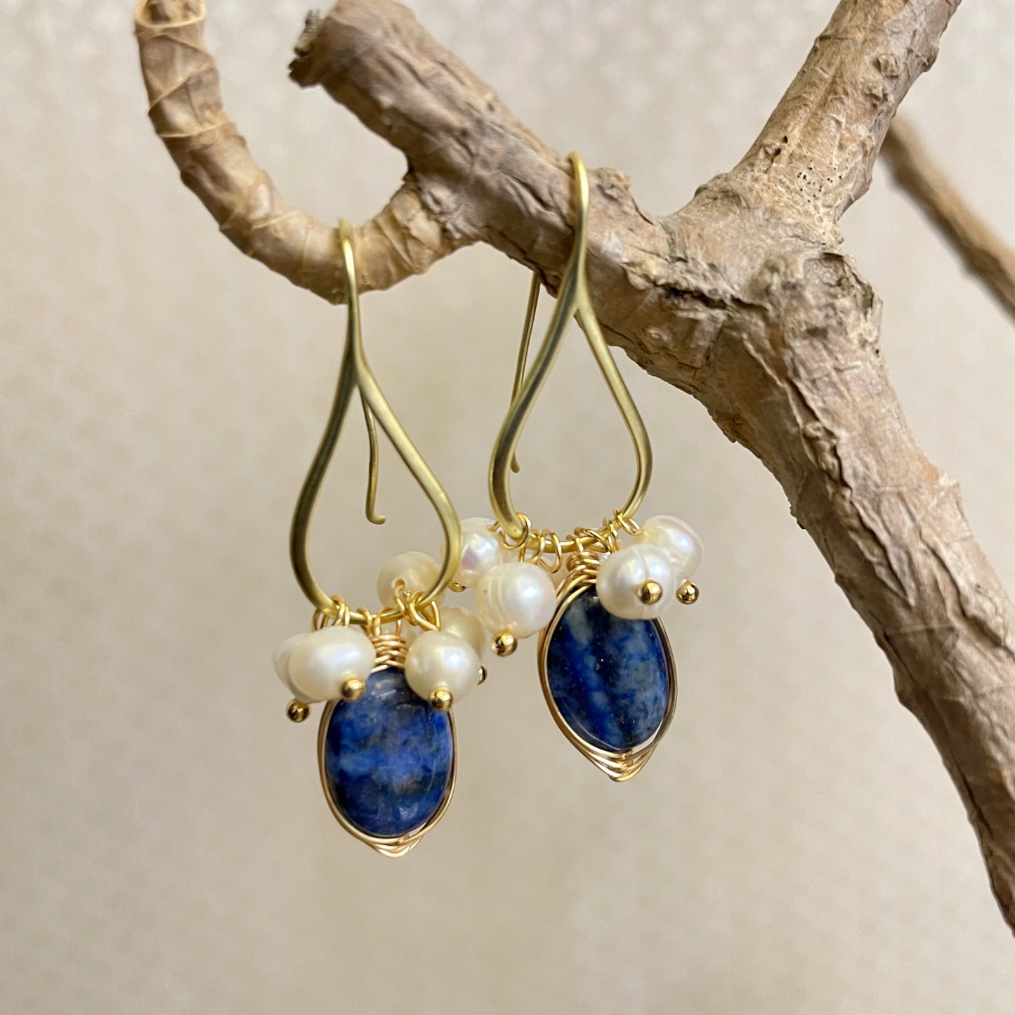 Natural Lapis Lazuli Pearl Temperament Drop Earrings for Women Girls Party Gift Original Design Luxury  Earrings Bulk
