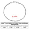 RINNTIN SB Finding Jewelry Men Cuban Link Chain Bracelet Custom Pulsera Men Hip Hop 925 Sterling Silver Chain Bracelet