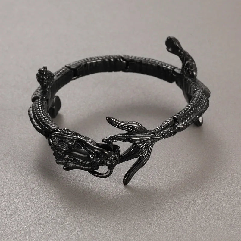 KALEN Men Punk Vivid Stainless Steel Robust Chinese Dragon Links Bracelet