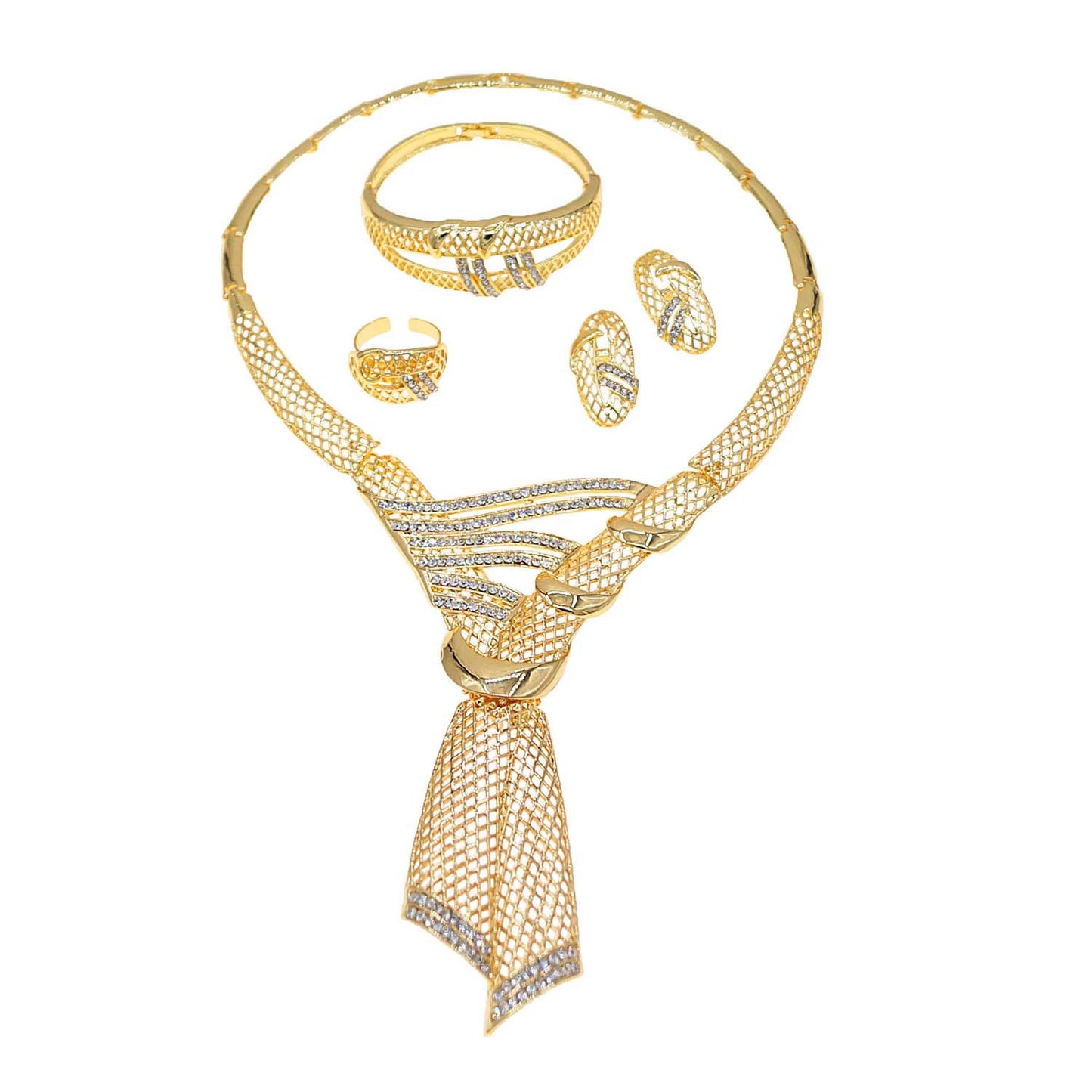 Zhuerrui Personality Unique Jewelry Four Sets of 24K Gold Plated Diamond Gorgeous Fashion Elegant Factory Direct SalesHY14041511