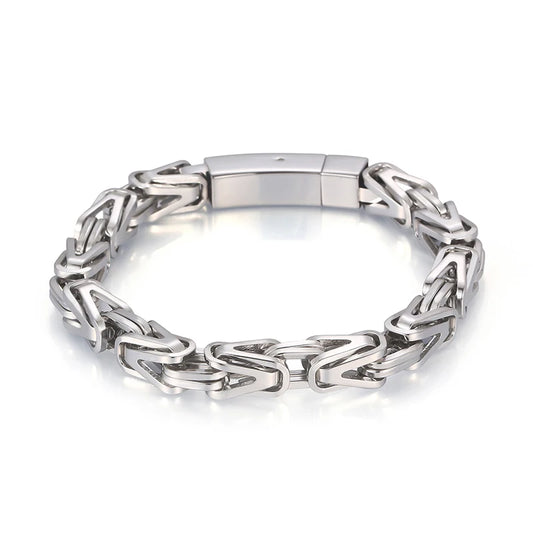 KALEN 220mm Unisex Gold/Silver/Black/Blue/Rainbow Stainless Steel Byzantine Links Bracelet