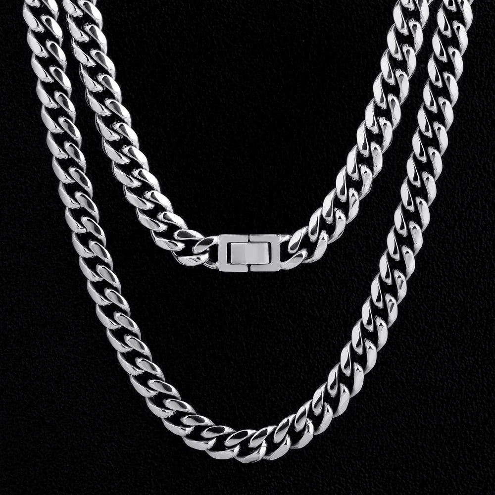 KRKC Drop Shipping RTS Stock Low MOQ 10mm 18-26inch 18K Gold Plated Stainless Steel Miami Cuban Link Chain Necklace Wholesale