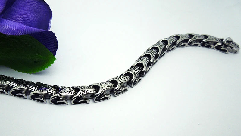 REBEL VIKING Keel Chain Link Bracelet – Stainless Steel Silver
