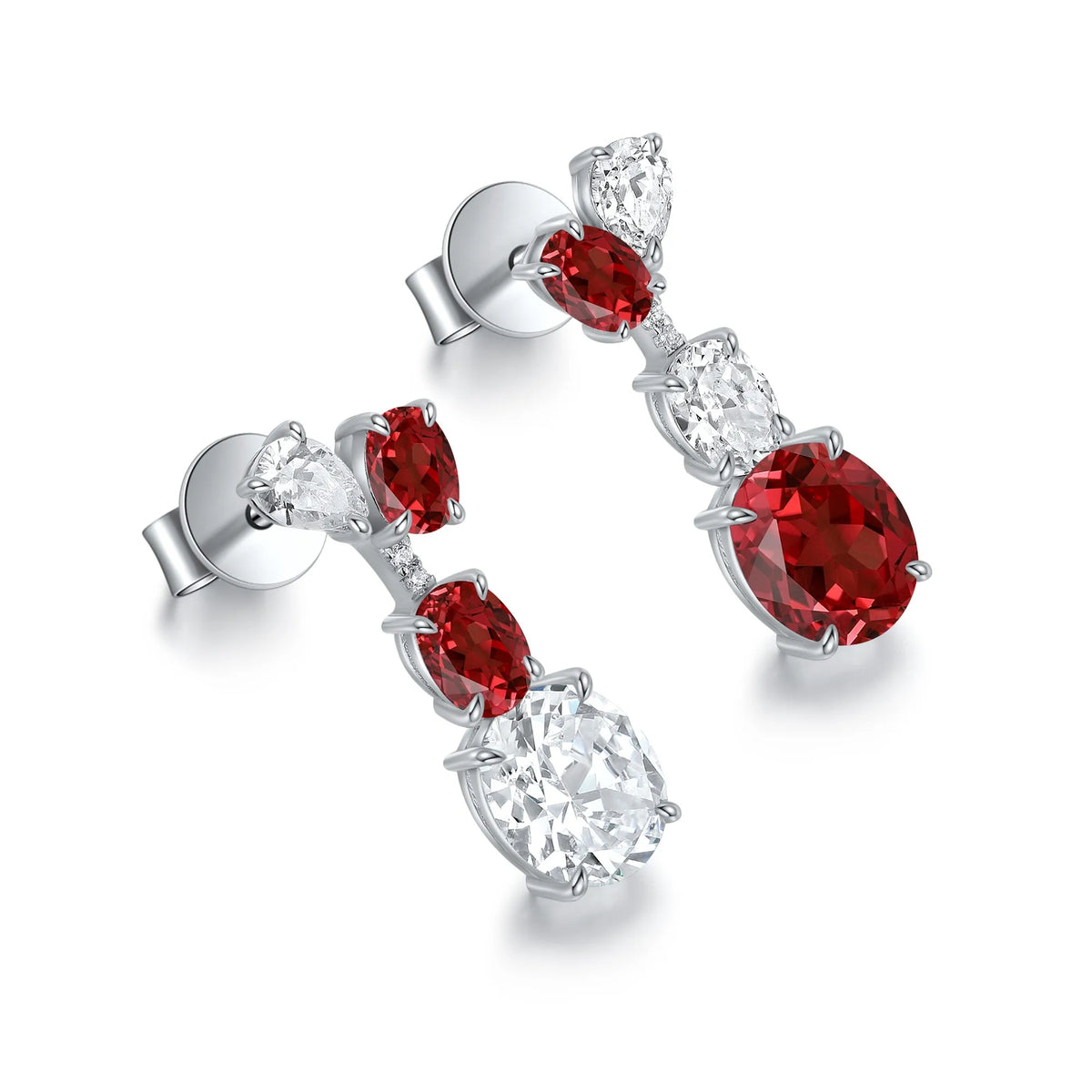 Gemfiori Anster High Quality S925 Lab Grown Ruby Earring Stud Dainty Gemstone Stud Earrings for Women Daily Wear Gift